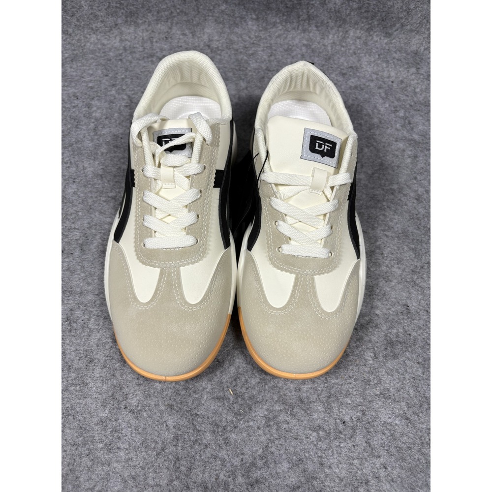 De Florance Low Top Sneakers 9.5 Cream Black Italian Design Platform Sole - Picture 4 of 9